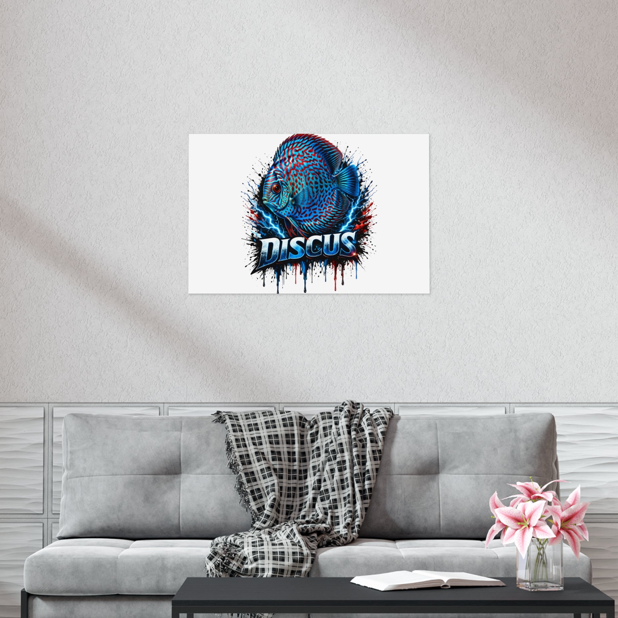 Discus Fish Poster — Vibrant Blue Aquarium Art Print