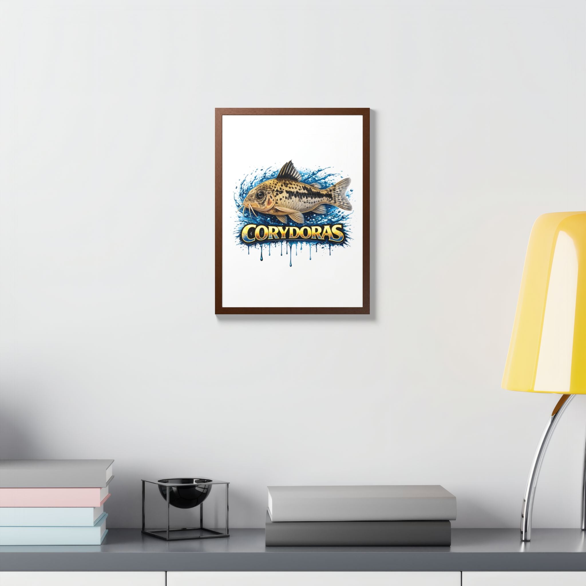 Corydoras Fish Framed Poster — Colorful Aquarium Art Print