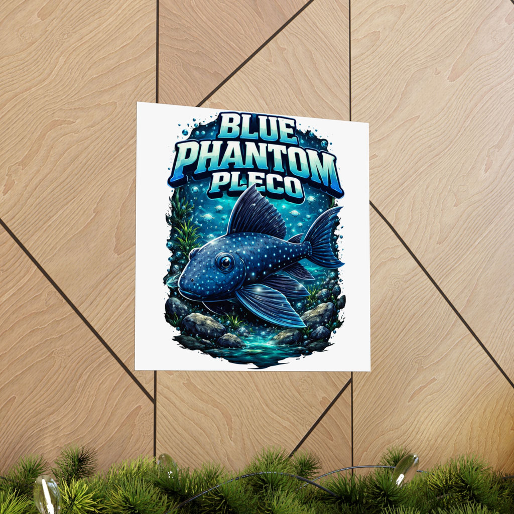 Blue Phantom Pleco Poster — Matte Vertical Aquarium Fish Art Print