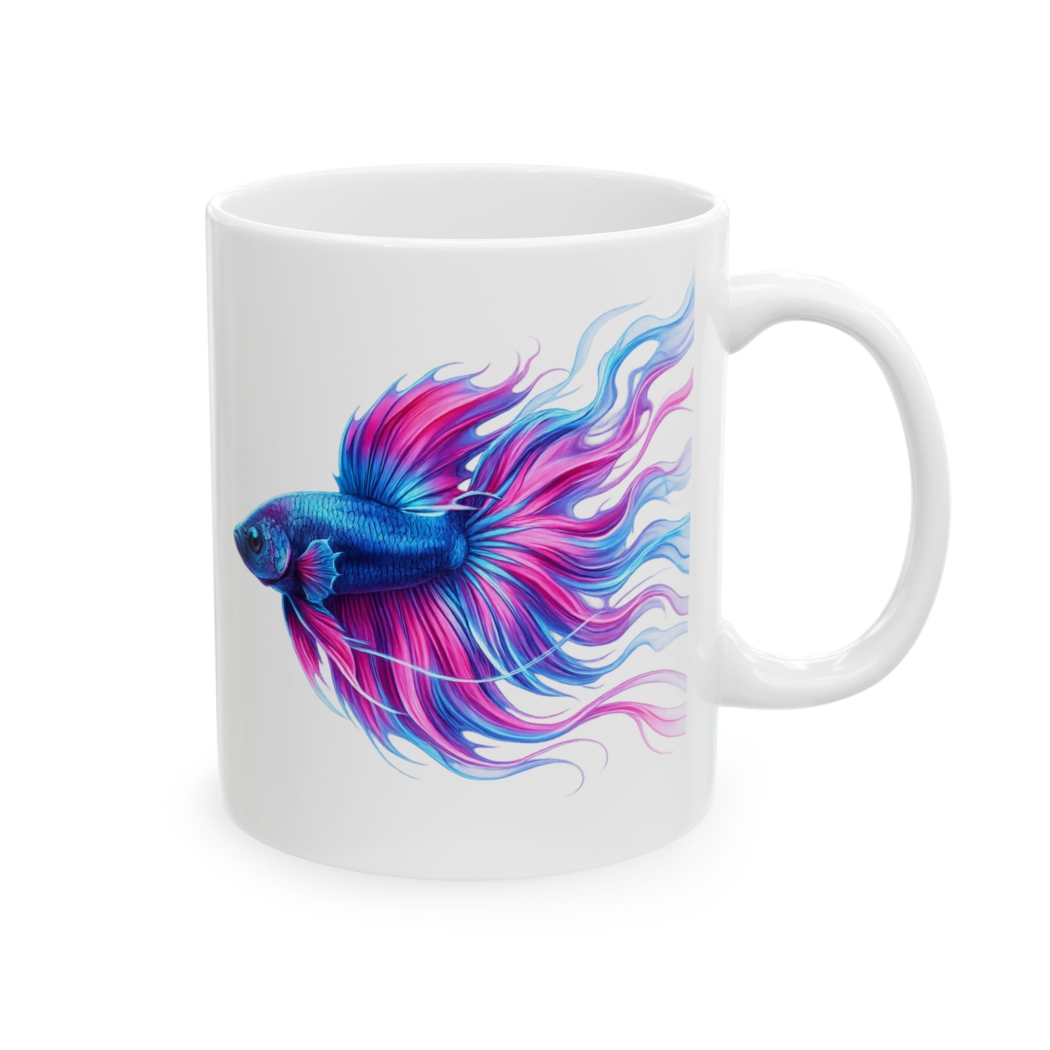Colorful Betta Fish Ceramic Mug — Vibrant Aquatic Art Coffee Cup (11oz, 15oz)