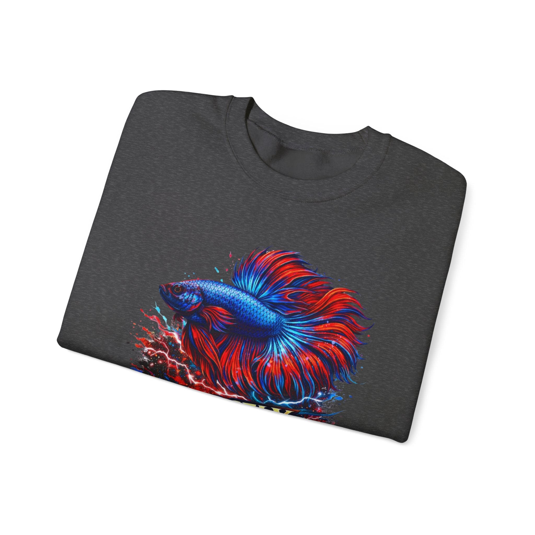 Betta Fish Crewneck Sweatshirt — "Fiercely Betta" Colorful Aquarium Graphic