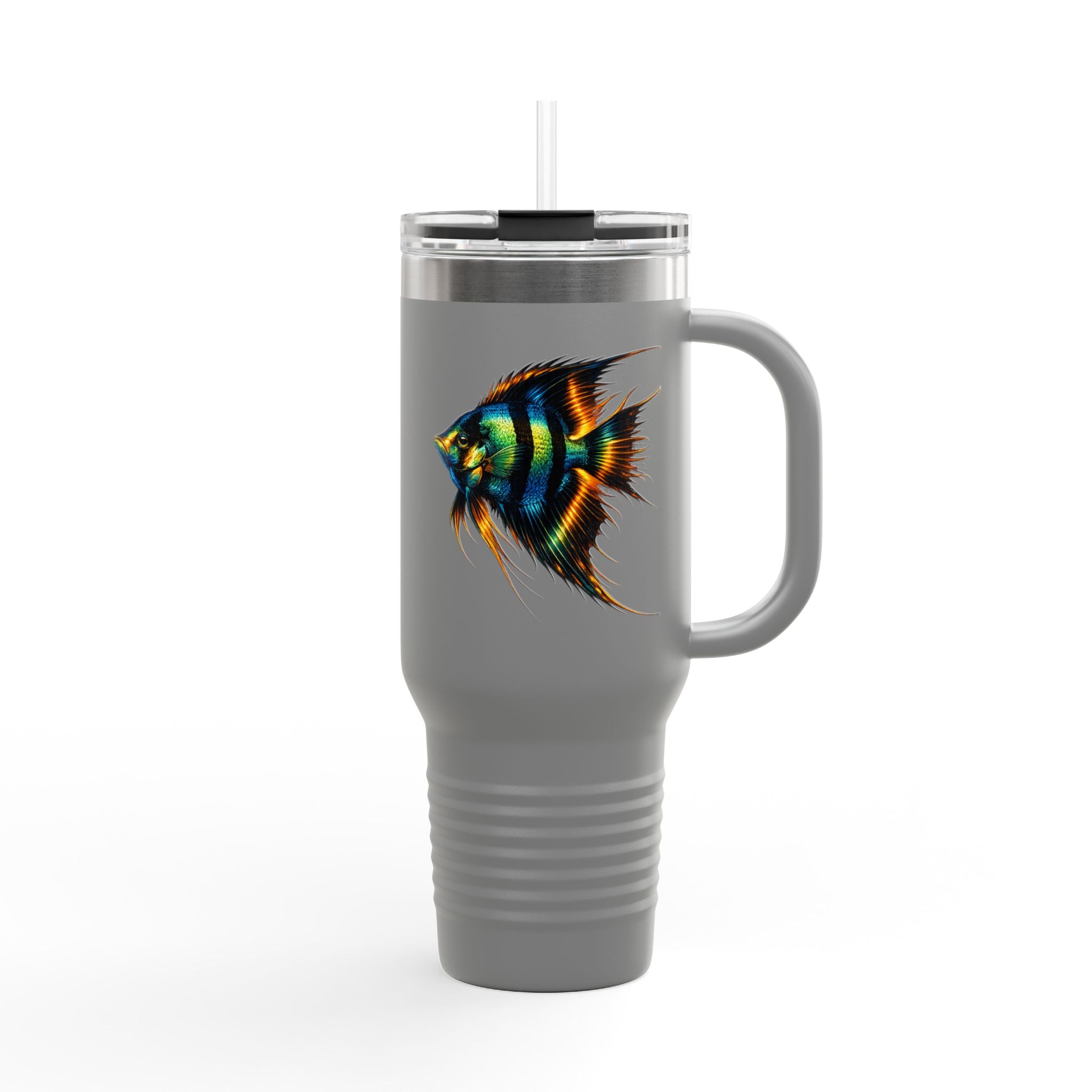 40oz Insulated Travel Mug — Colorful Aquarium Angelfish Stainless Steel Tumbler