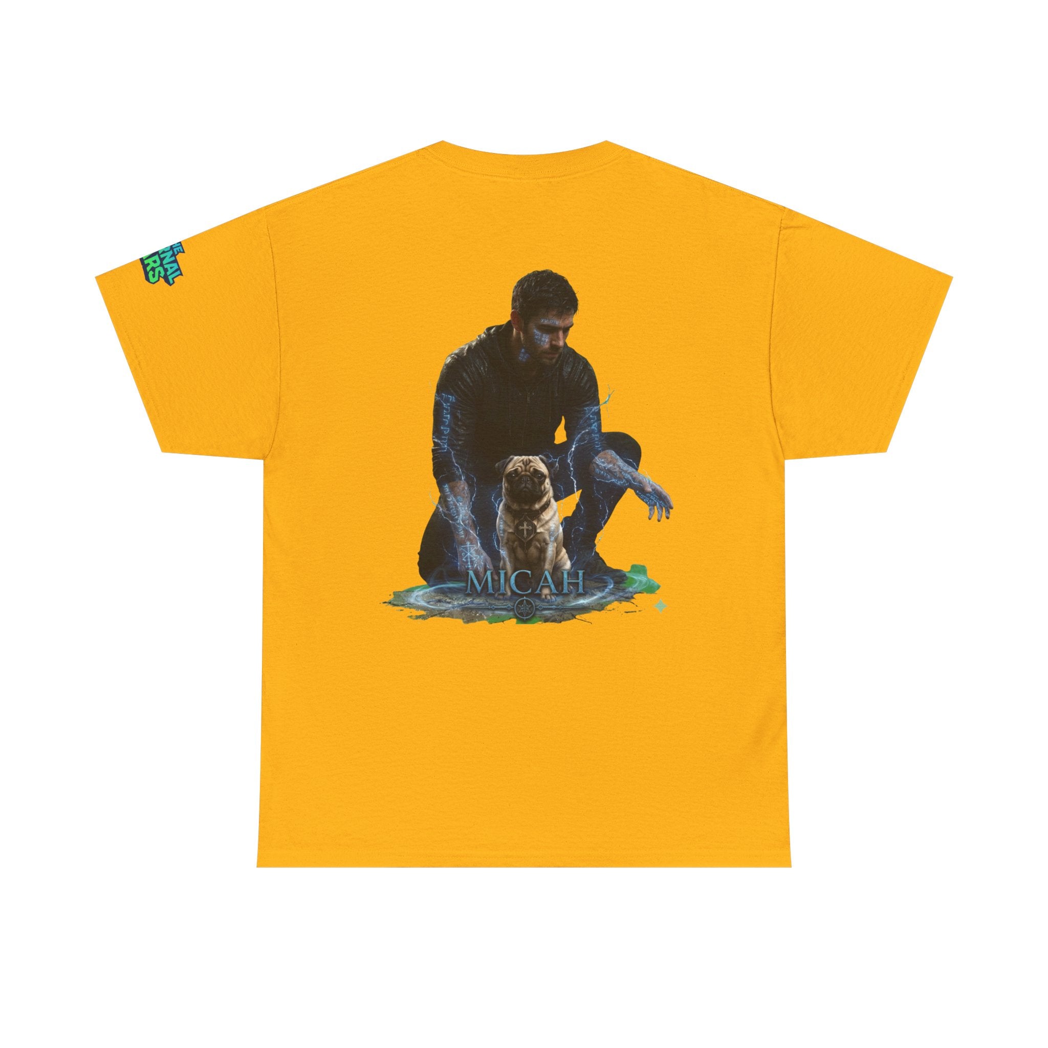 T-Shirt — Nature Warrior Graphic Tee with Man and Dog Illustration