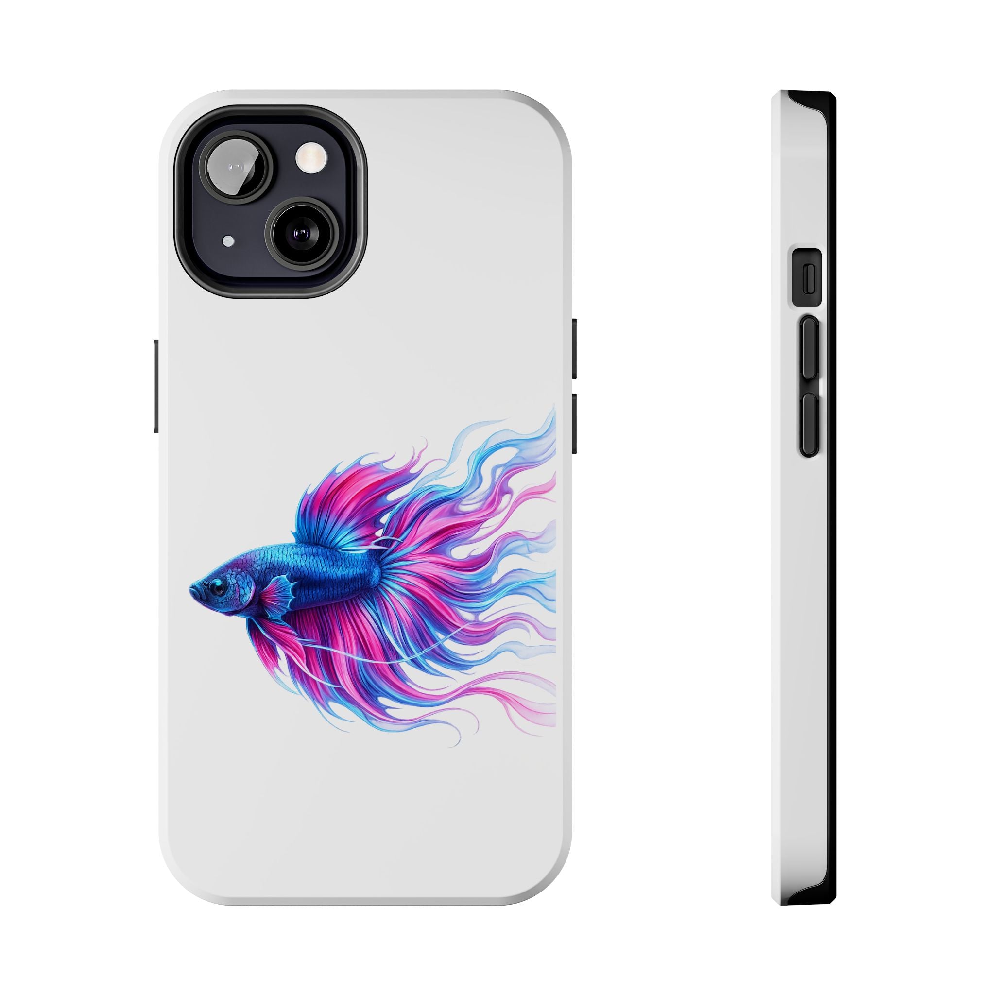 Betta Fish Tough Phone Case — Colorful Blue & Pink Aquarium Art
