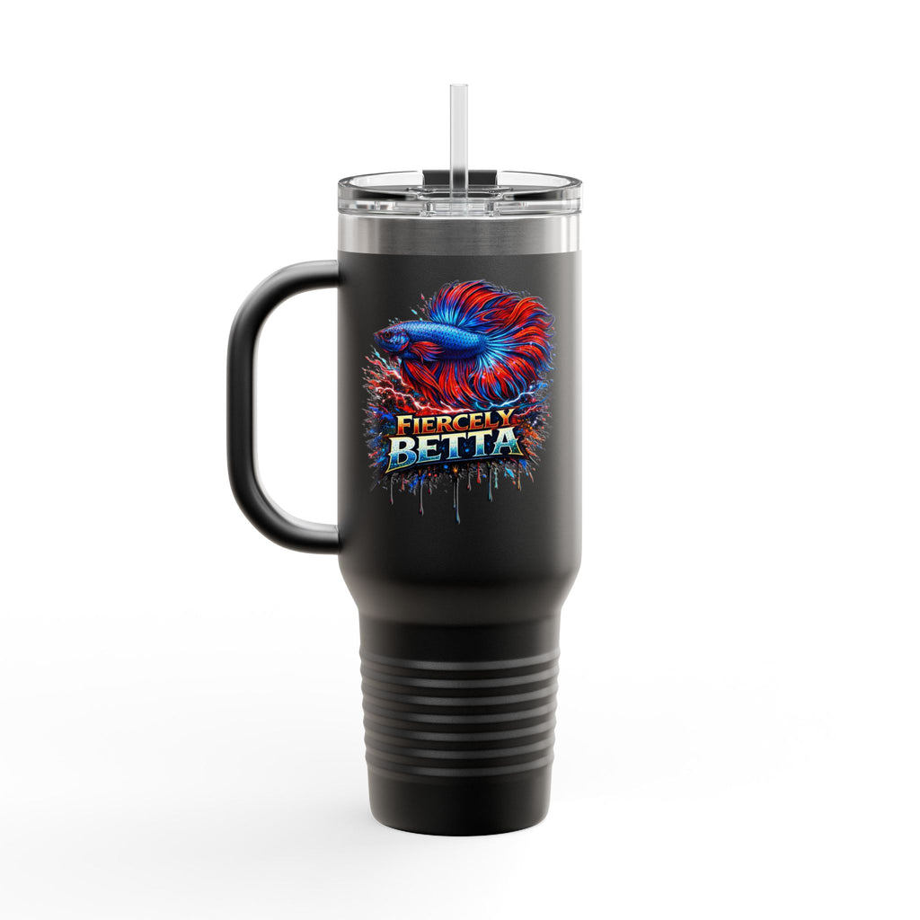 40oz Insulated Travel Mug — 'Fiercely Betta' Colorful Betta Fish Design