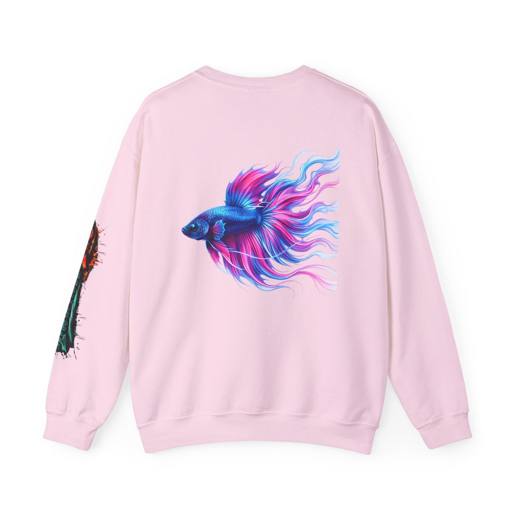 Betta Fish Crewneck Sweatshirt — Colorful Neon Tropical Fish Graphic