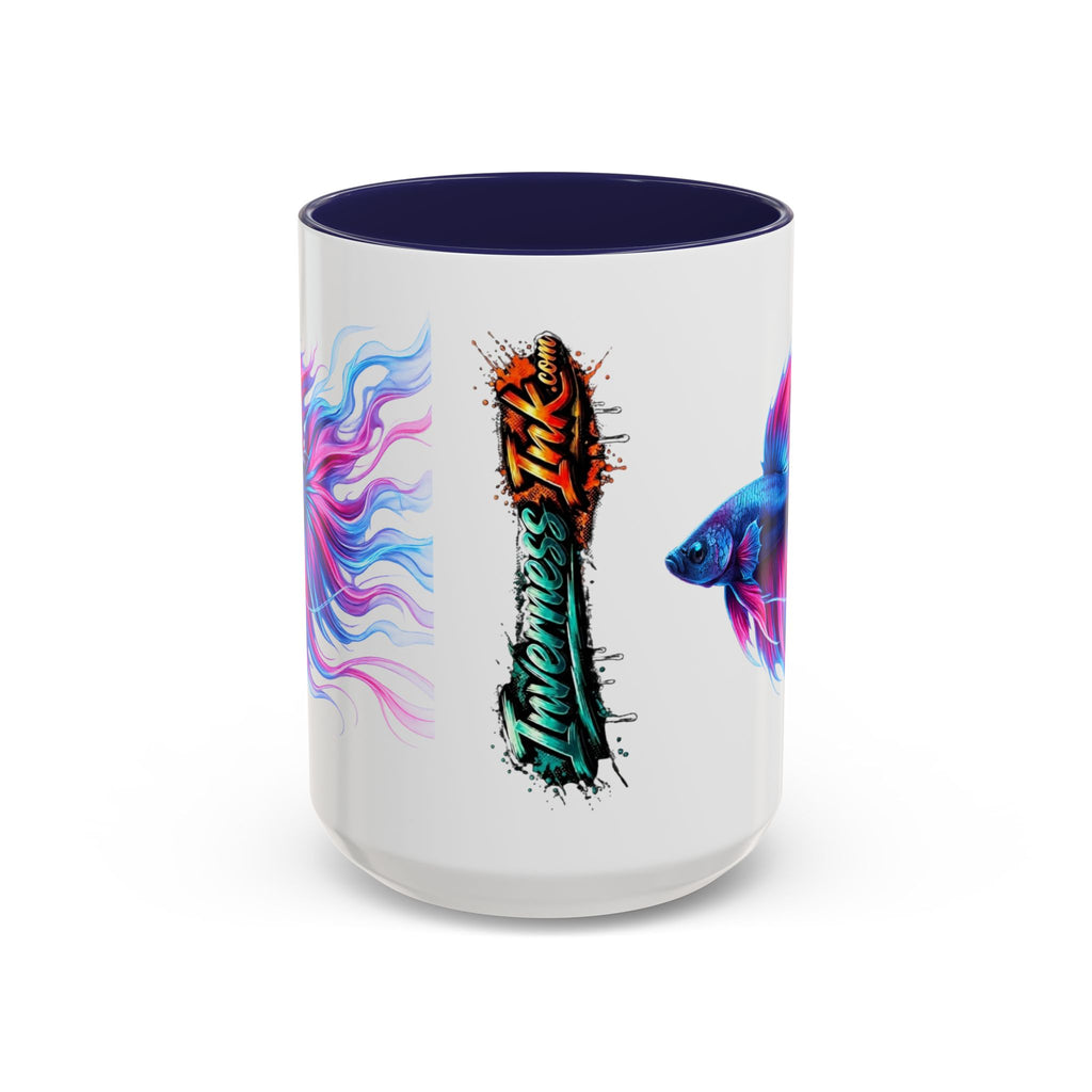 Betta Fish Accent Coffee Mug — Vibrant Neon Betta Design (11/15 oz)