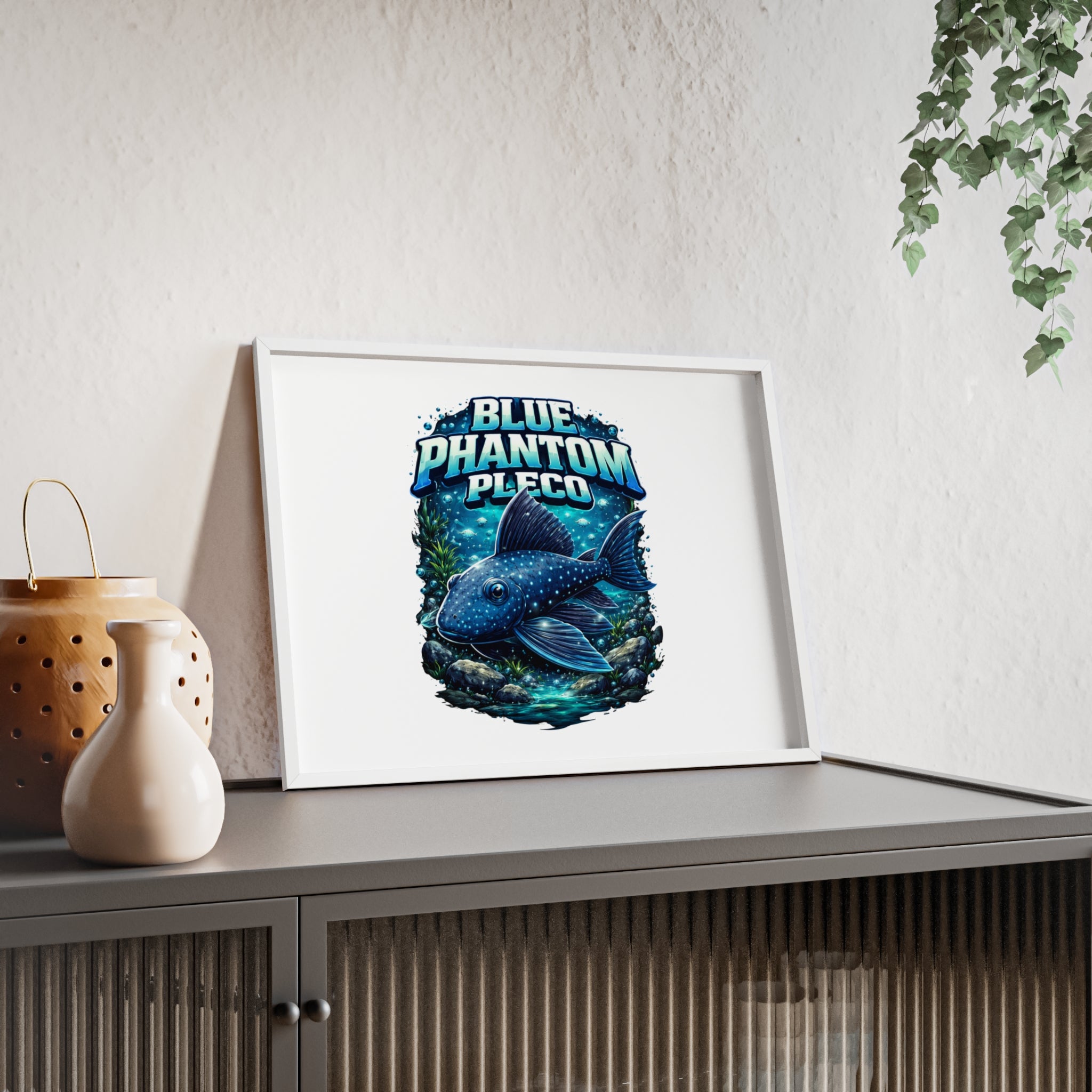 Blue Phantom Pleco Poster — Framed Aquarium Fish Wall Art