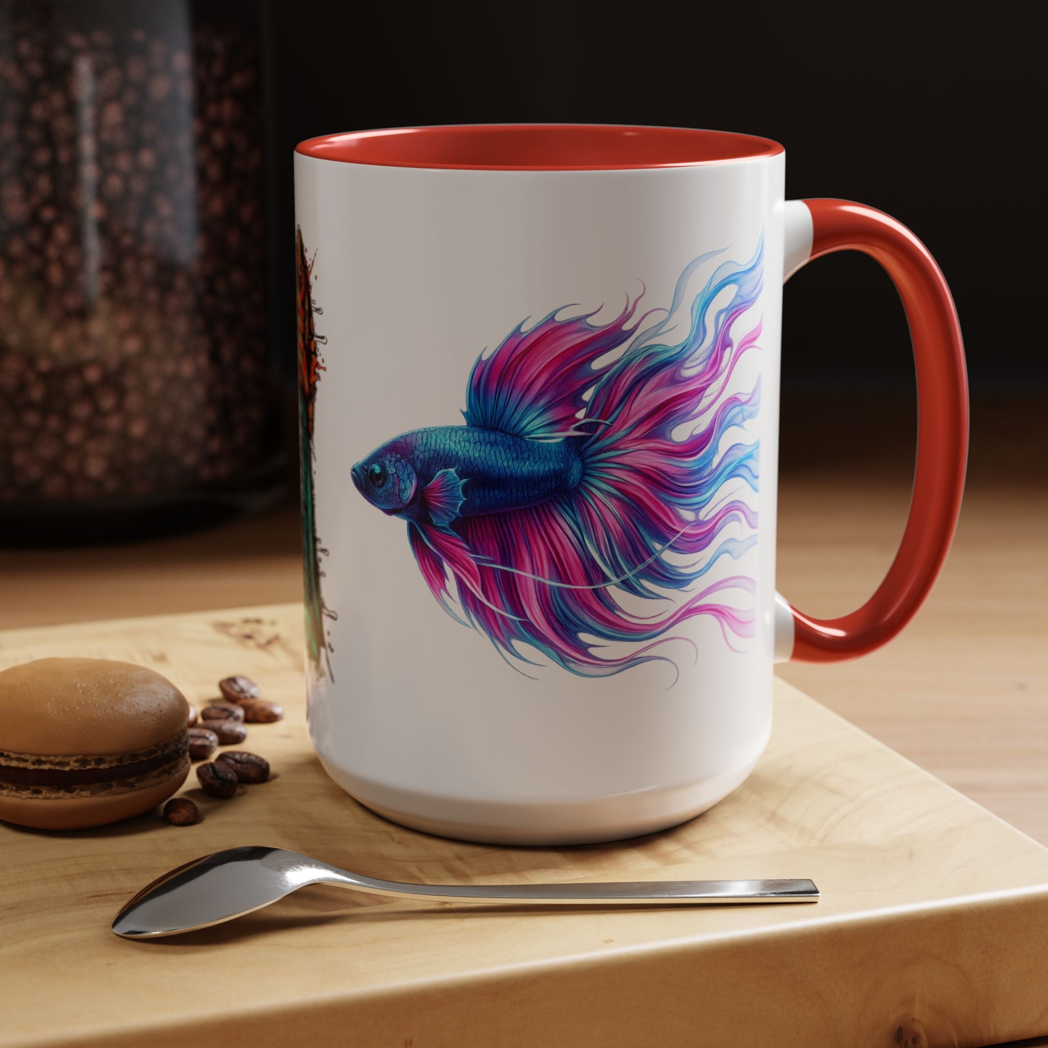 Betta Fish Accent Coffee Mug — Vibrant Neon Betta Design (11/15 oz)