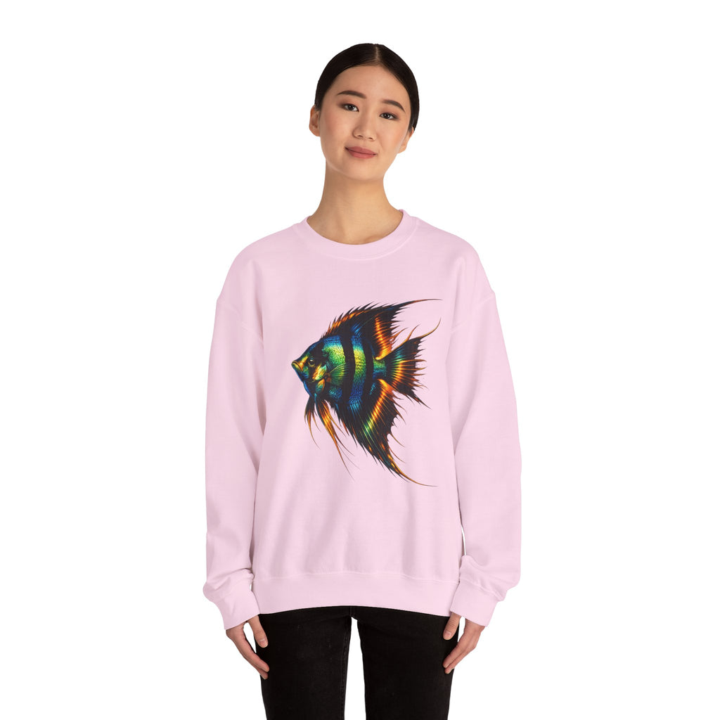 Angelfish Graphic Sweatshirt — Colorful Tropical Fish Crewneck