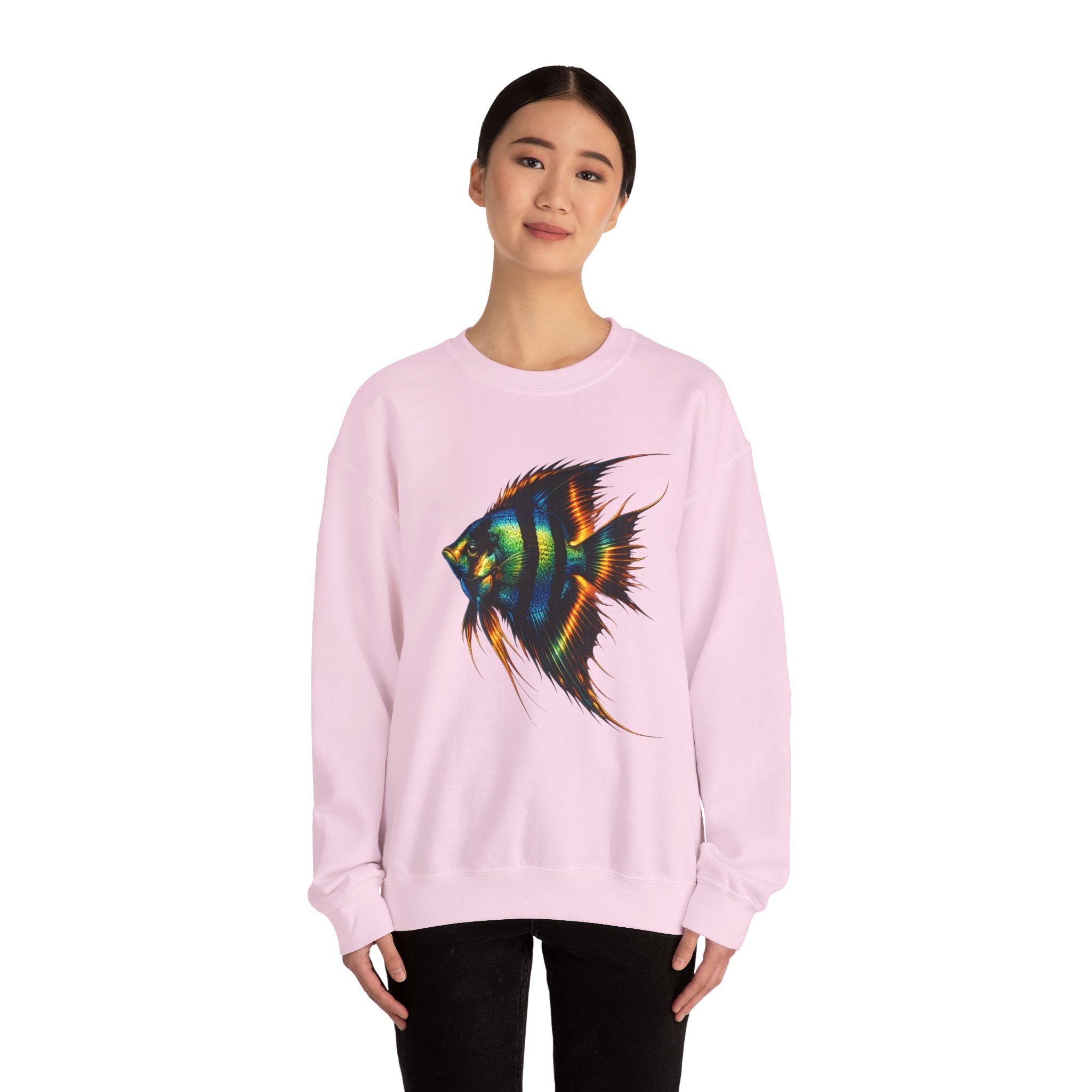 Angelfish Graphic Sweatshirt — Colorful Tropical Fish Crewneck