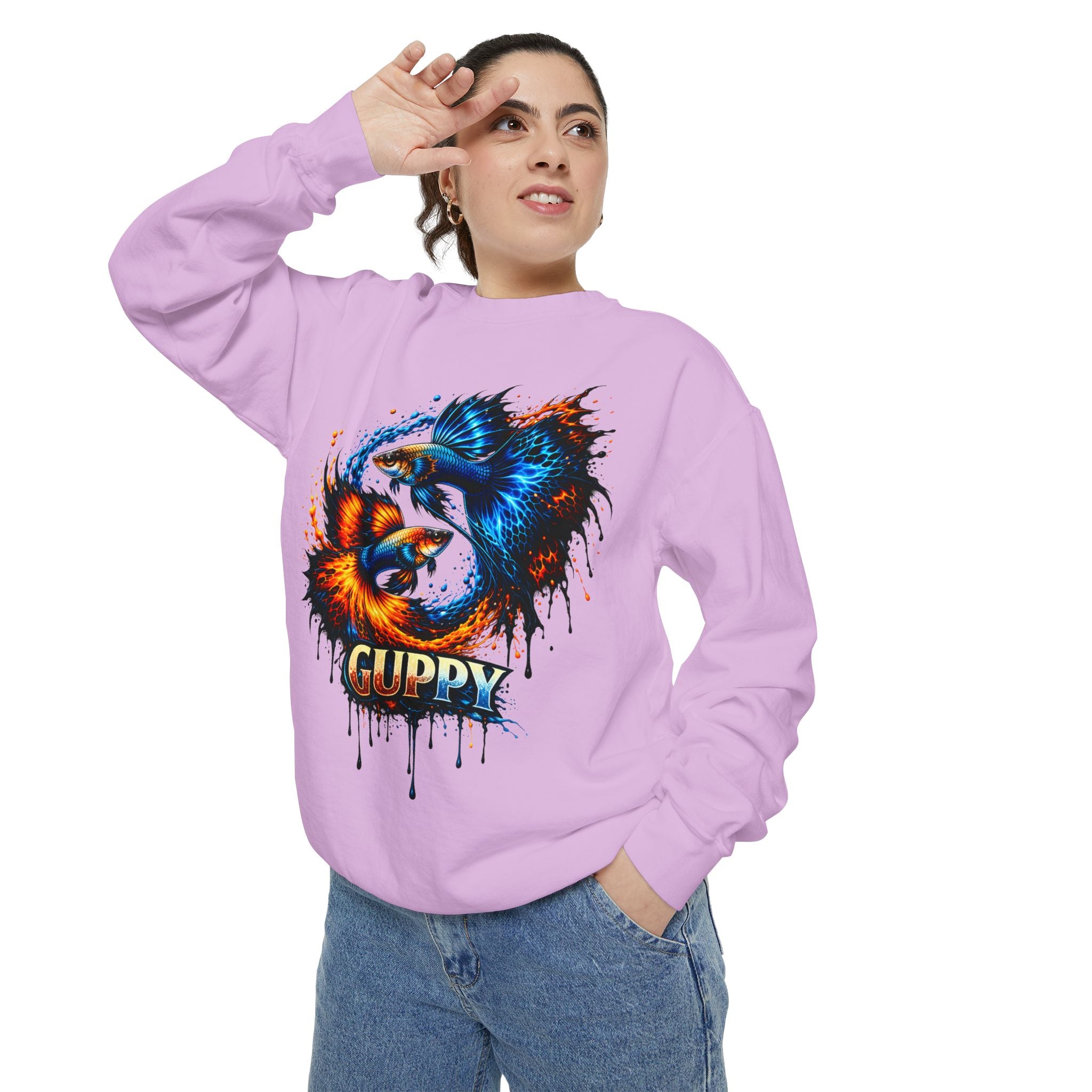 Fire & Ice Guppy – Premium "Neon Flare" Garment-Dyed Sweatshirt