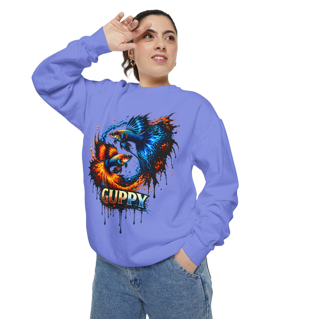 Fire & Ice Guppy – Premium "Neon Flare" Garment-Dyed Sweatshirt