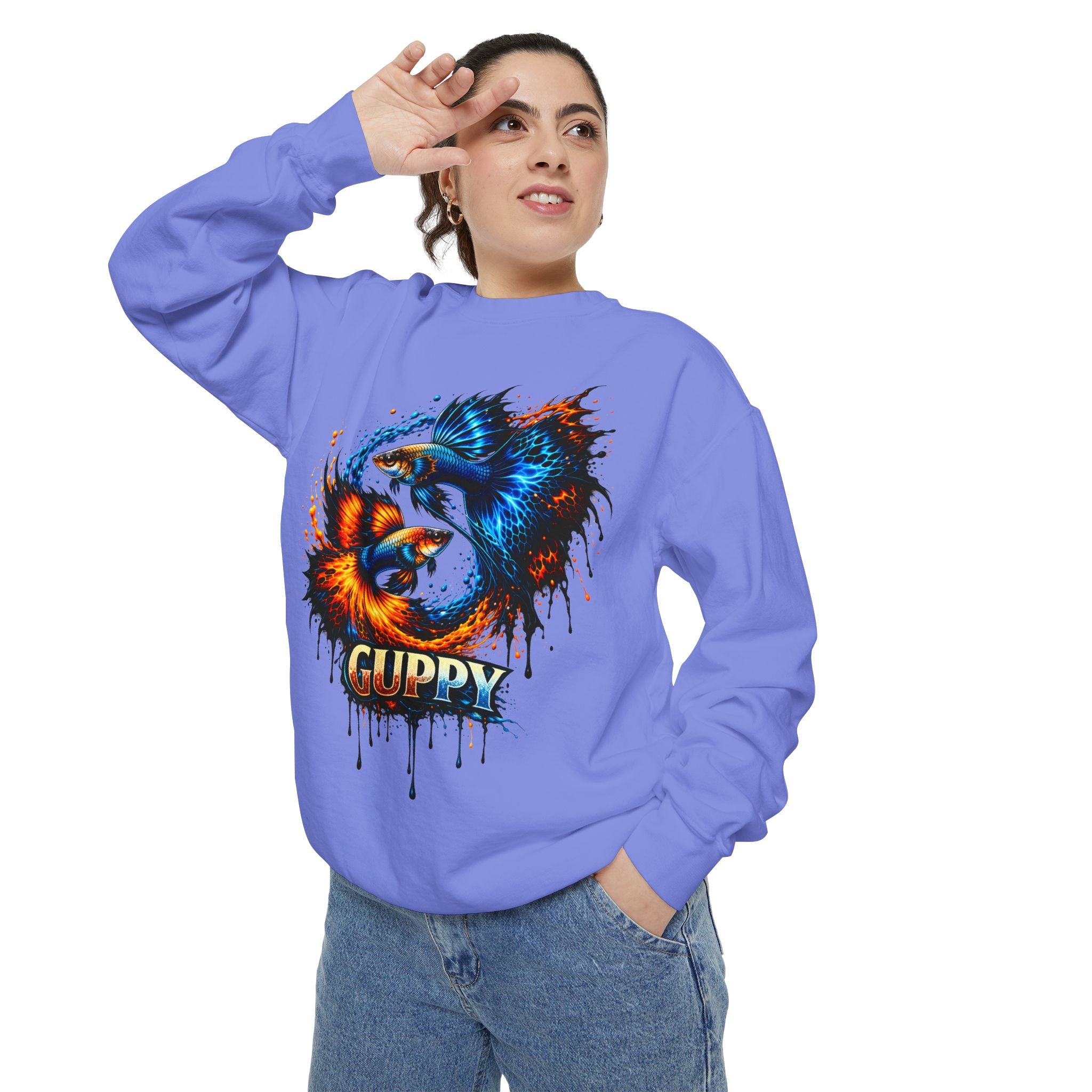 Fire & Ice Guppy – Premium "Neon Flare" Garment-Dyed Sweatshirt