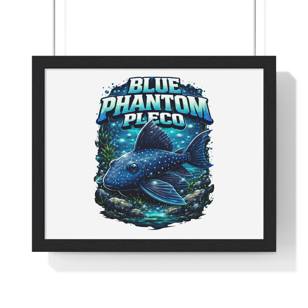 Blue Phantom Pleco Framed Poster — Aquatic Fish Art Print