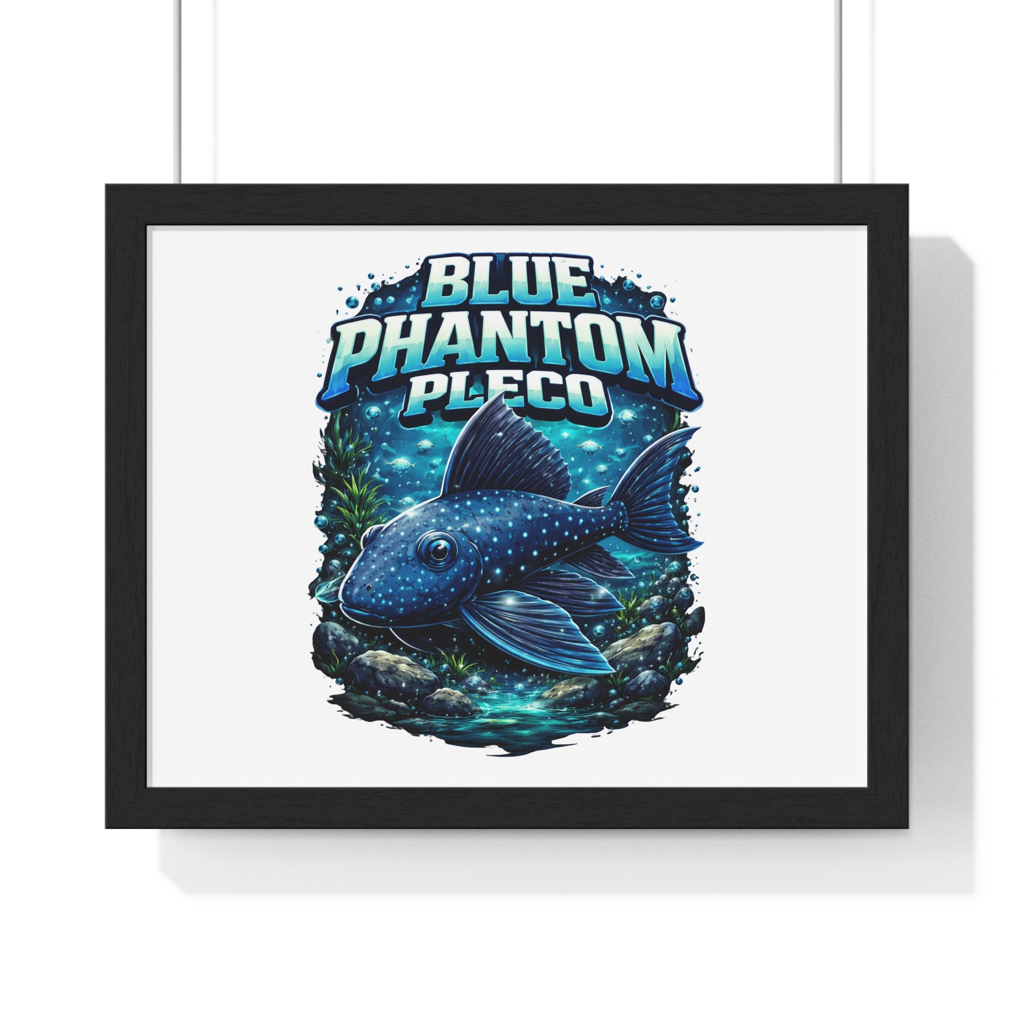 Blue Phantom Pleco Framed Poster — Aquatic Fish Art Print