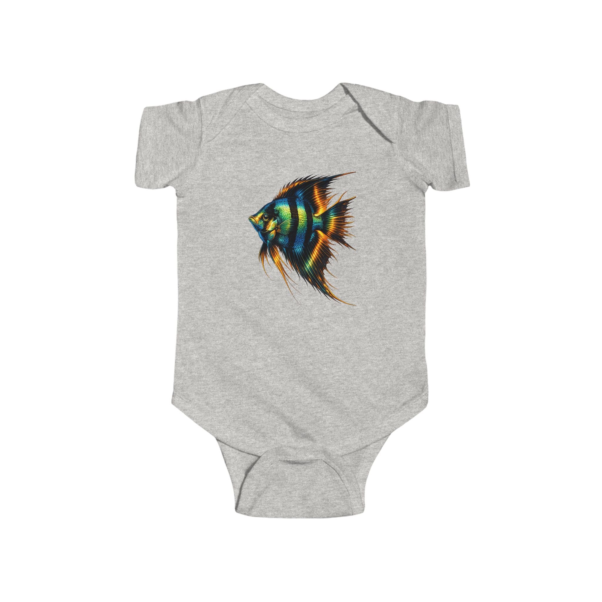 Infant Bodysuit with Colorful Angelfish Illustration – Cute Baby Onesie, Ocean Nursery Gift