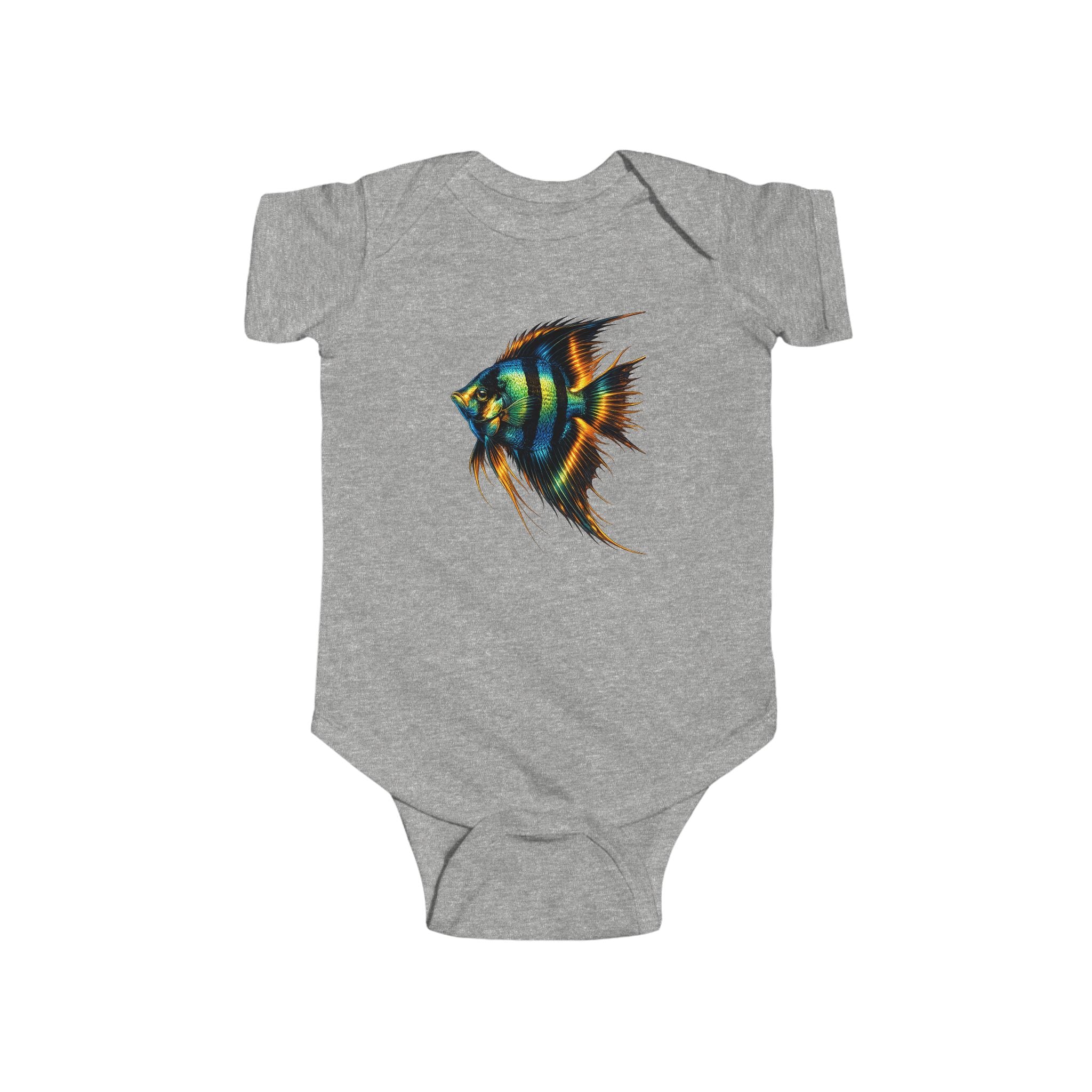 Infant Bodysuit with Colorful Angelfish Illustration – Cute Baby Onesie, Ocean Nursery Gift
