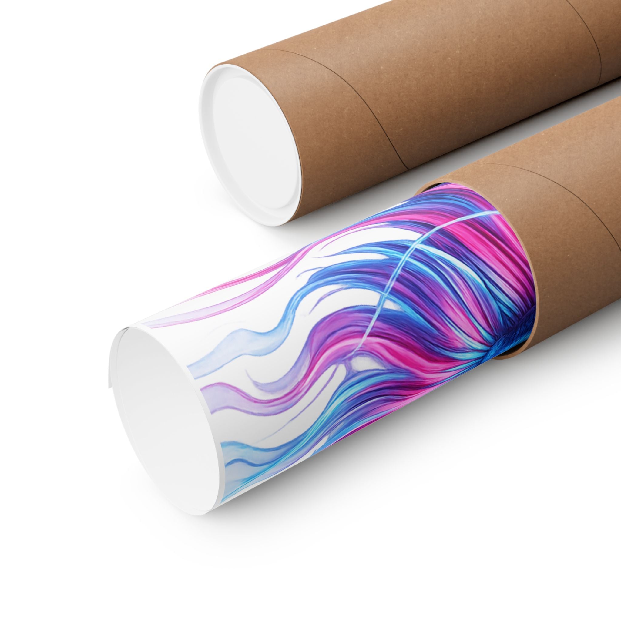 Betta Fish Art Poster — Colorful Blue & Pink Matte Vertical Wall Print