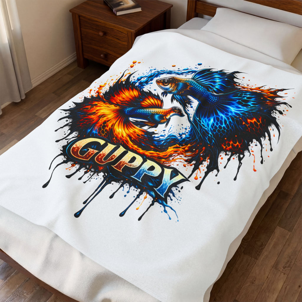Fire & Ice Guppy – Premium "Infinite Flow" Velveteen Blanket