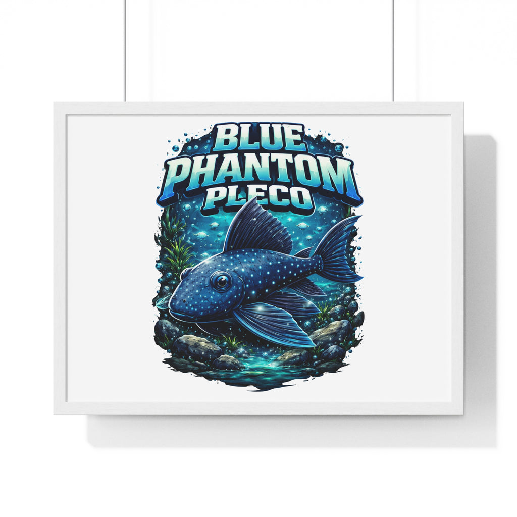 Blue Phantom Pleco Framed Poster — Aquatic Fish Art Print