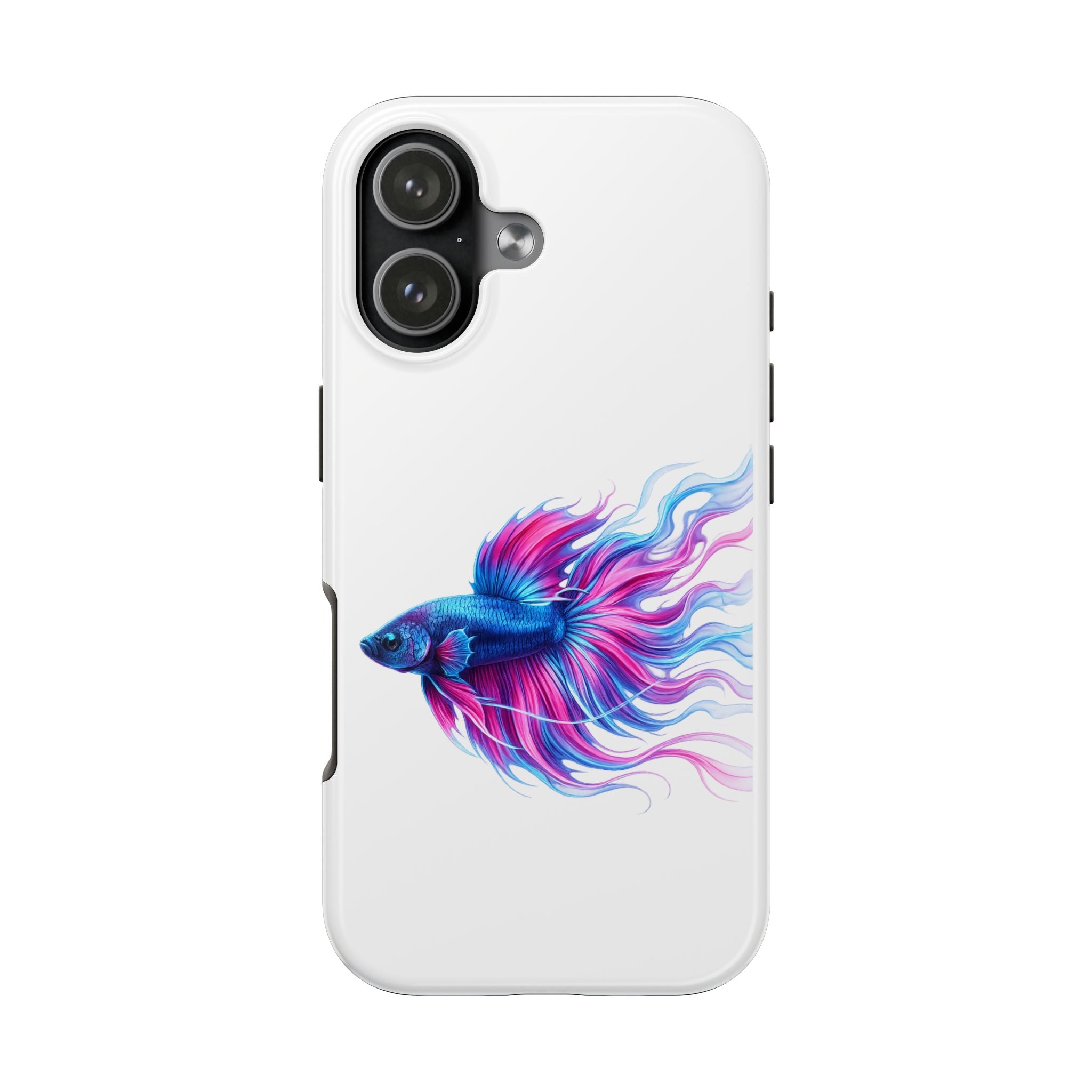 Betta Fish Tough Phone Case — Colorful Blue & Pink Aquarium Art