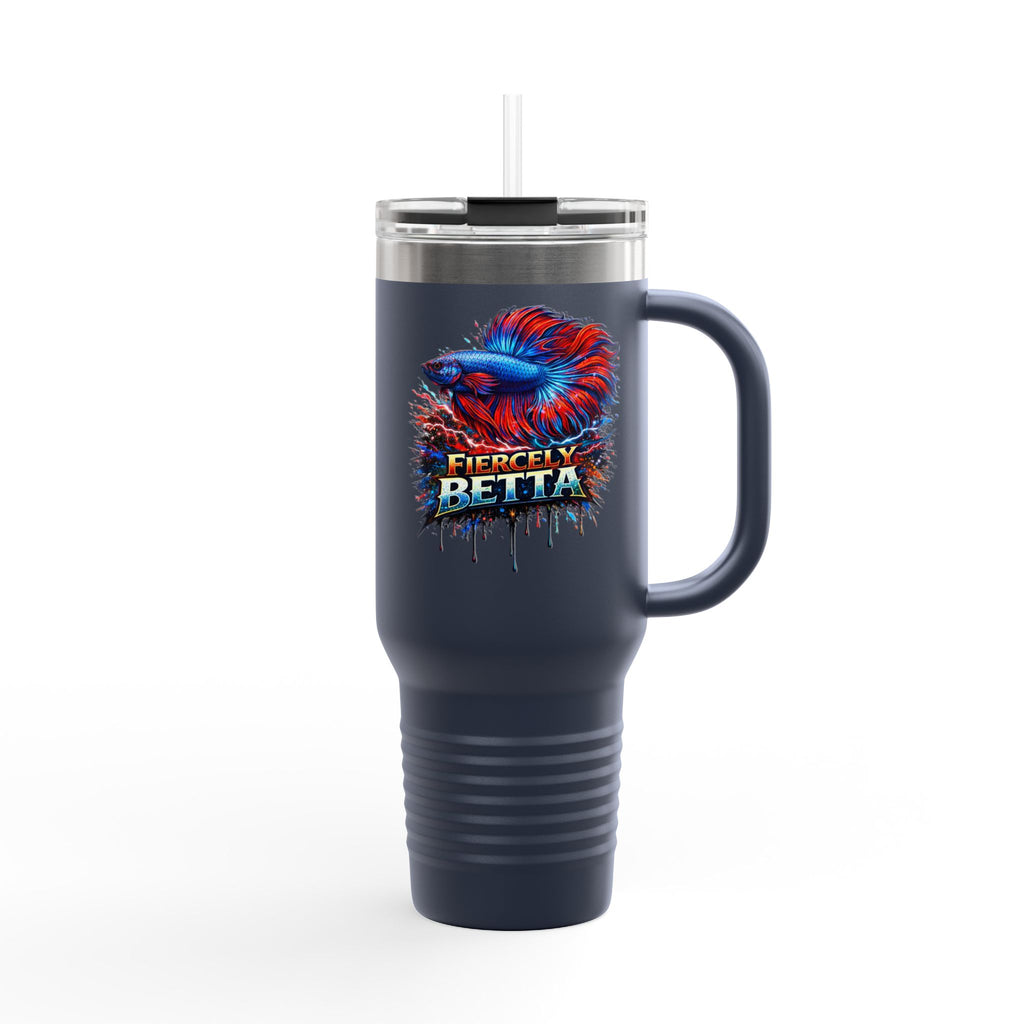 40oz Insulated Travel Mug — 'Fiercely Betta' Colorful Betta Fish Design