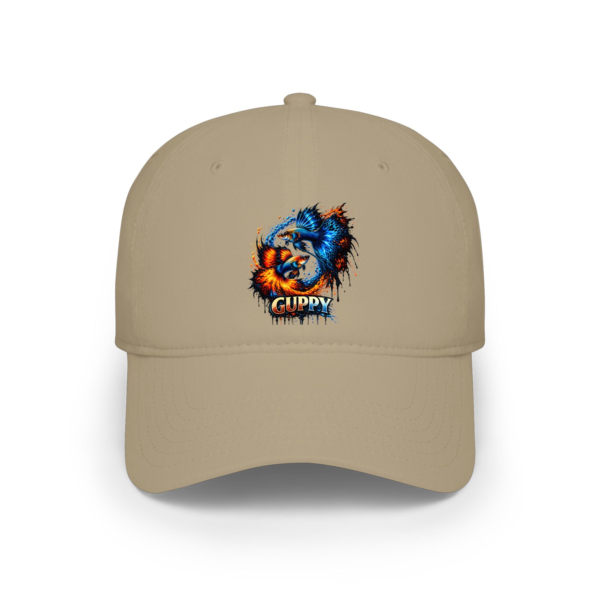 Low Profile Cap — Colorful Grunge Fish 'Guppy' Embroidered Hat