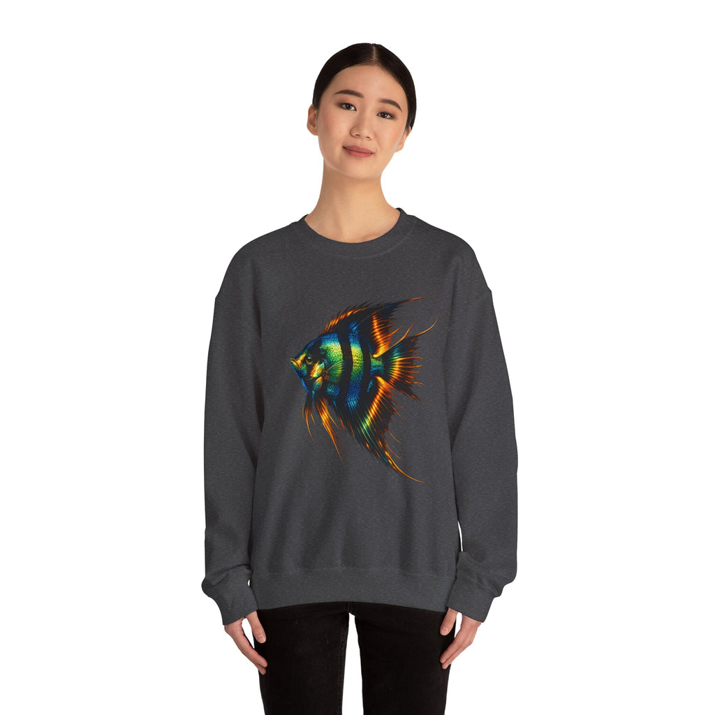 Angelfish Graphic Sweatshirt — Colorful Tropical Fish Crewneck