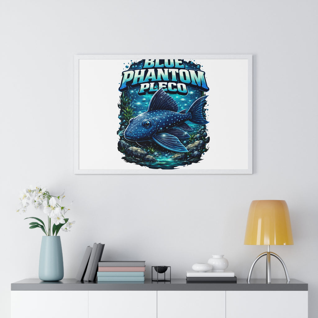 Blue Phantom Pleco Framed Poster — Aquatic Fish Art Print