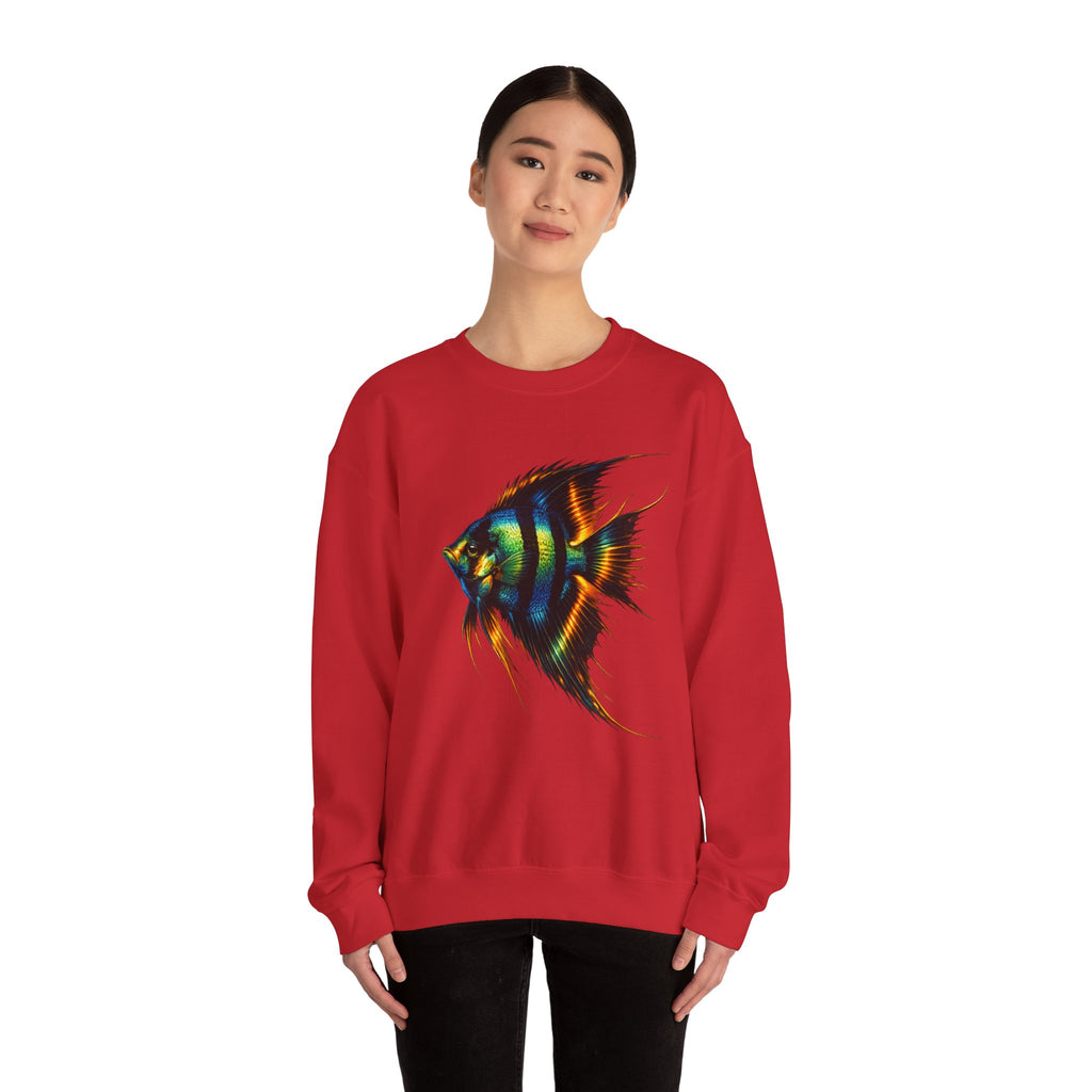 Angelfish Graphic Sweatshirt — Colorful Tropical Fish Crewneck