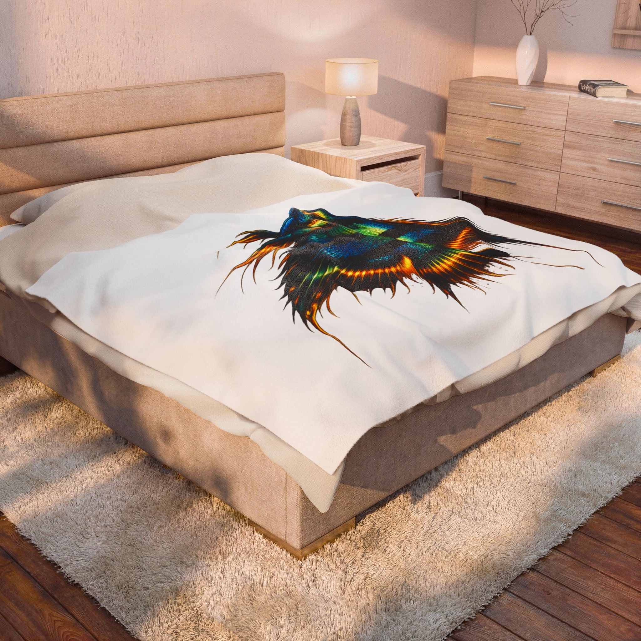 Angelfish Art Velveteen Plush Blanket — Tropical Aquarium Fish Throw