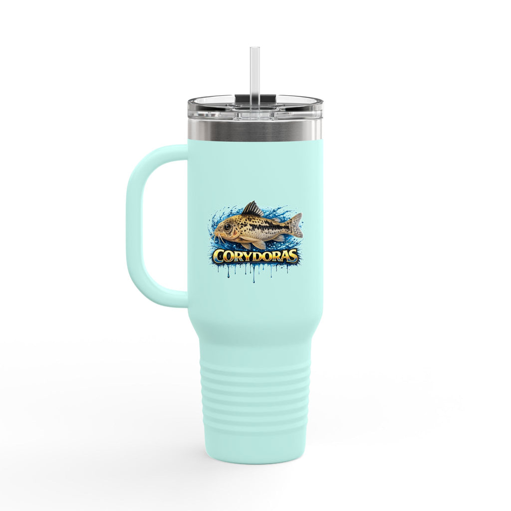 Corydoras Fish 40oz Insulated Travel Mug — Fishing Aquarium Lover Tumbler