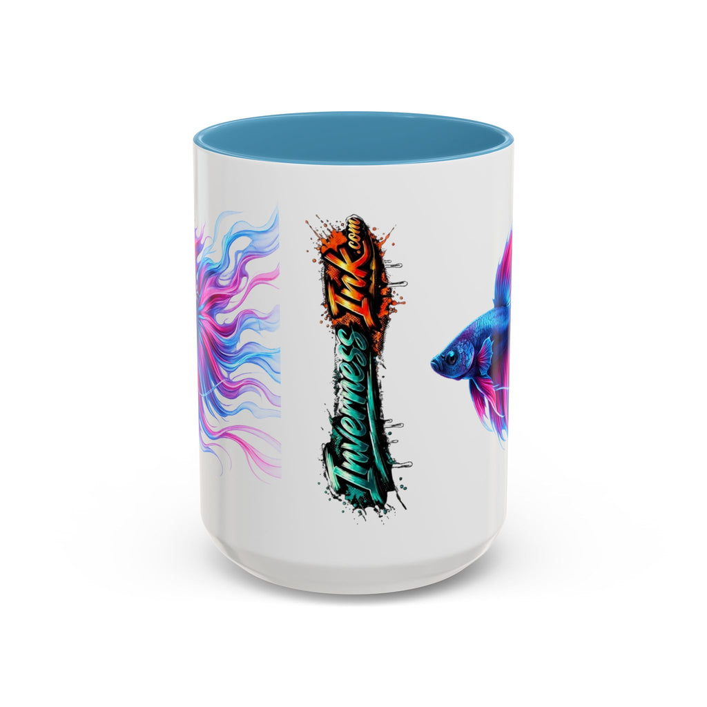 Betta Fish Accent Coffee Mug — Vibrant Neon Betta Design (11/15 oz)