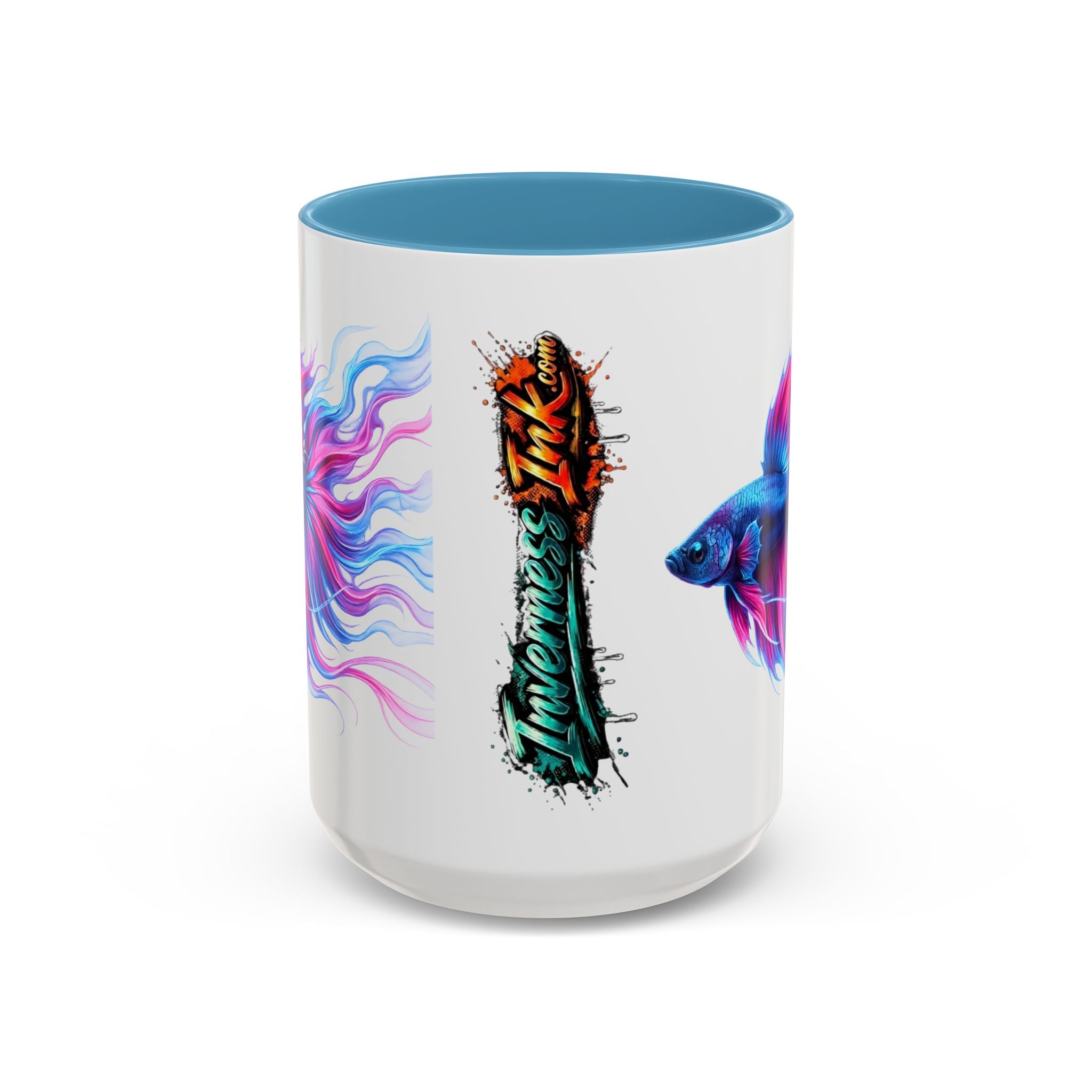 Betta Fish Accent Coffee Mug — Vibrant Neon Betta Design (11/15 oz)