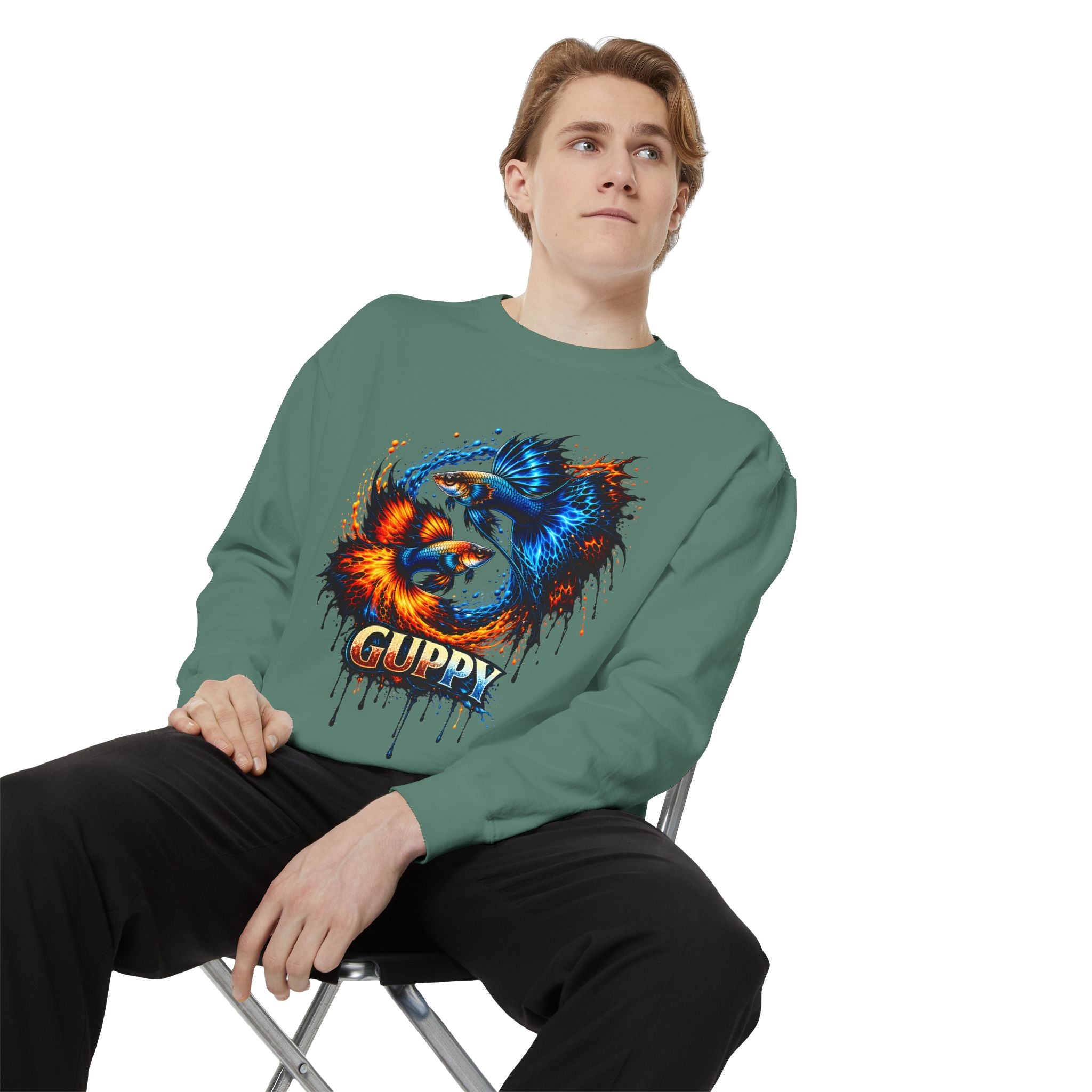 Fire & Ice Guppy – Premium "Neon Flare" Garment-Dyed Sweatshirt