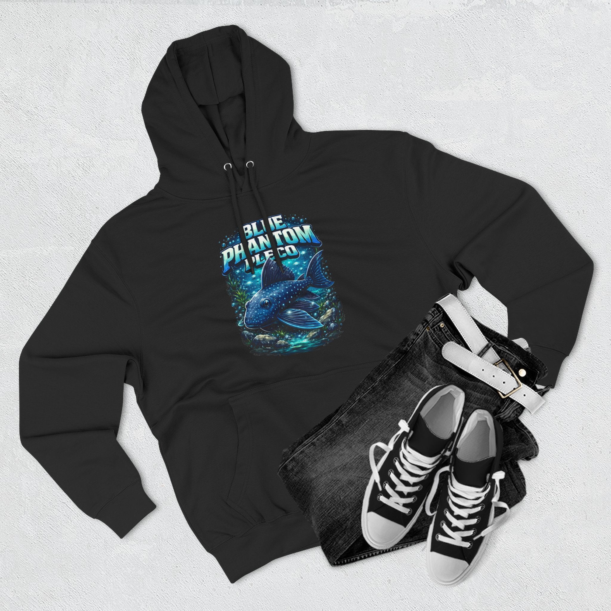 Blue Phantom Pleco L128 Hoodies | Premium Fish Keeper Streetwear | Inverness Ink