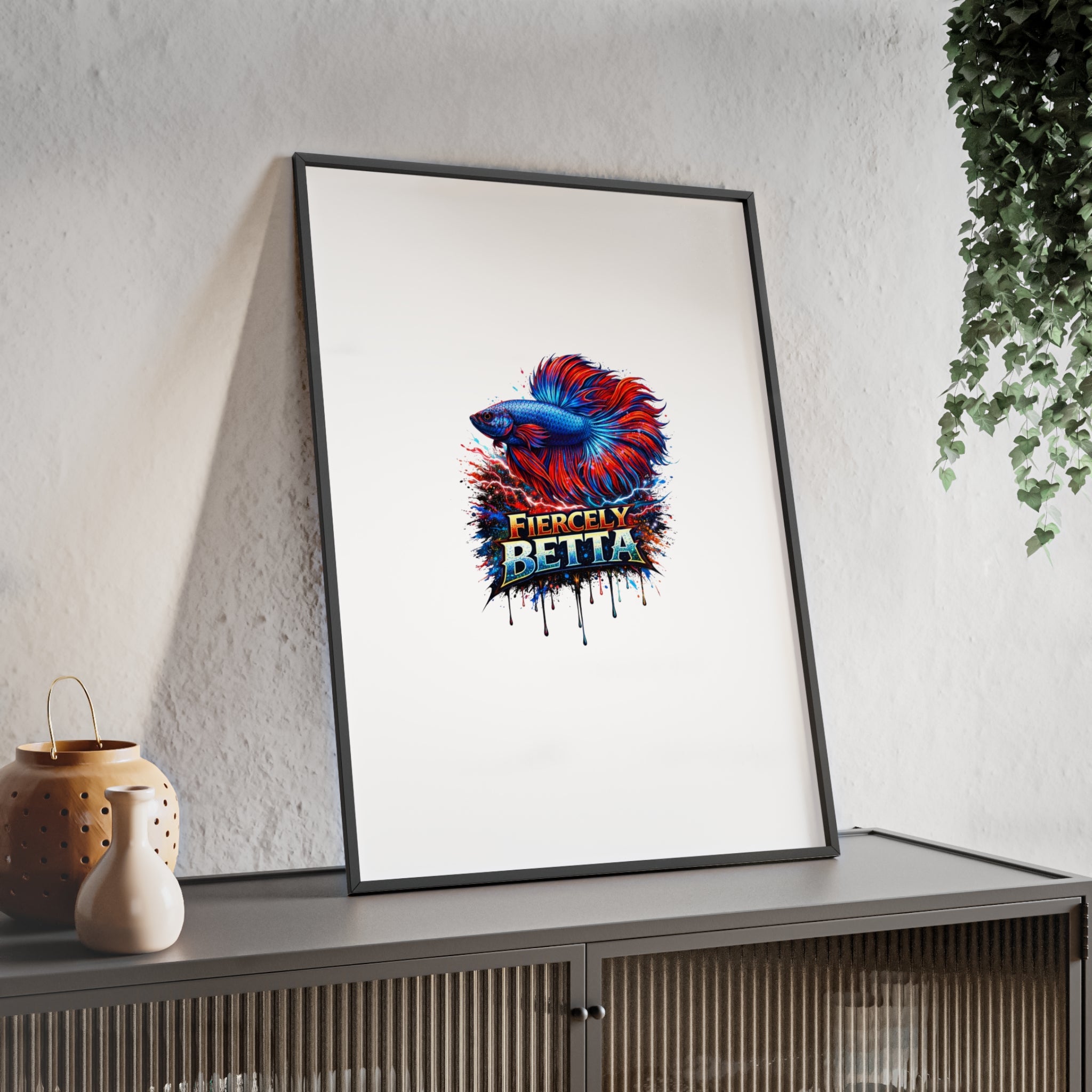 Fiercely Betta Framed Poster — Colorful Betta Fish Wall Art