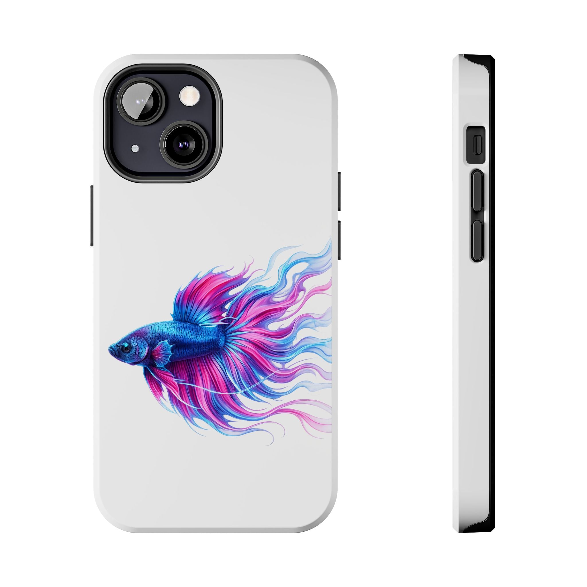 Betta Fish Tough Phone Case — Colorful Blue & Pink Aquarium Art