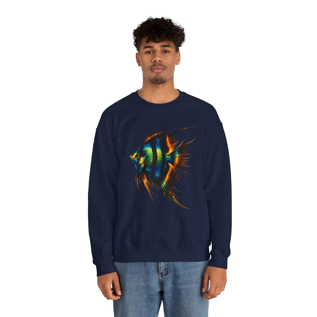 Angelfish Graphic Sweatshirt — Colorful Tropical Fish Crewneck