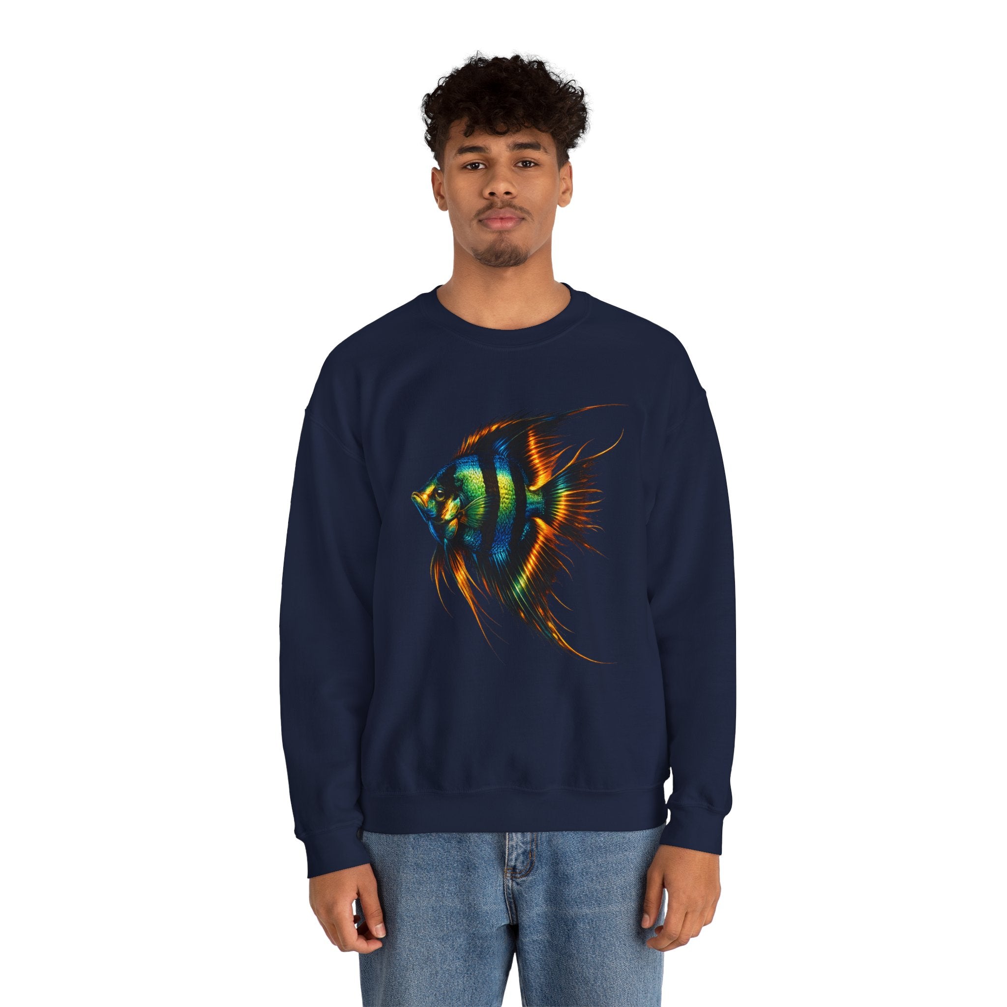 Angelfish Graphic Sweatshirt — Colorful Tropical Fish Crewneck
