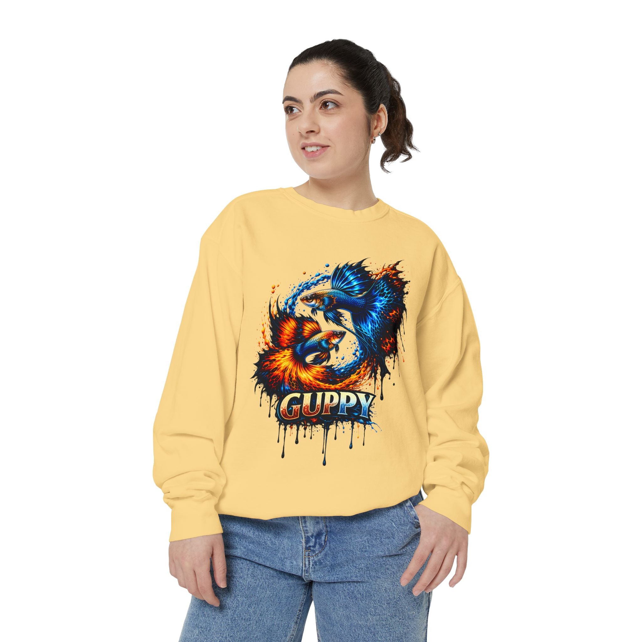 Fire & Ice Guppy – Premium "Neon Flare" Garment-Dyed Sweatshirt