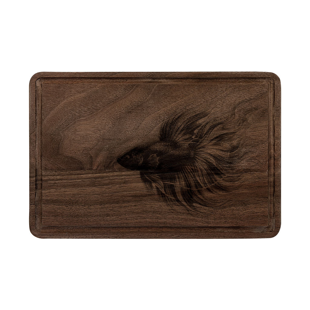 Engraved Betta Fish Wooden Cutting Board – Decorative Kitchen Serving & Prep Board