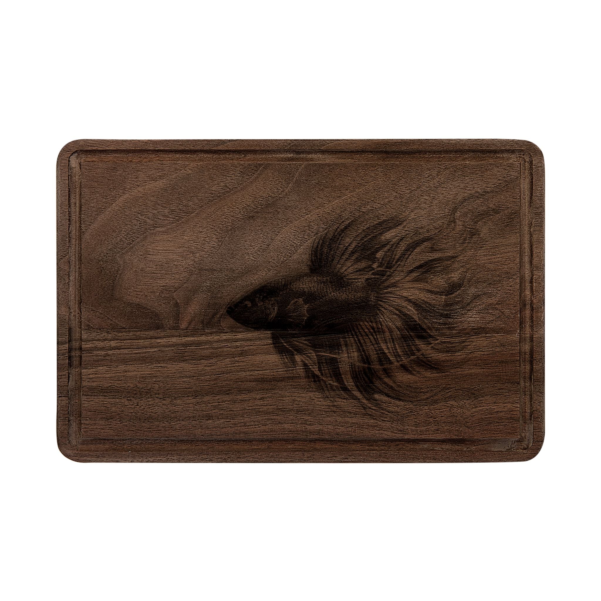 Engraved Betta Fish Wooden Cutting Board – Decorative Kitchen Serving & Prep Board