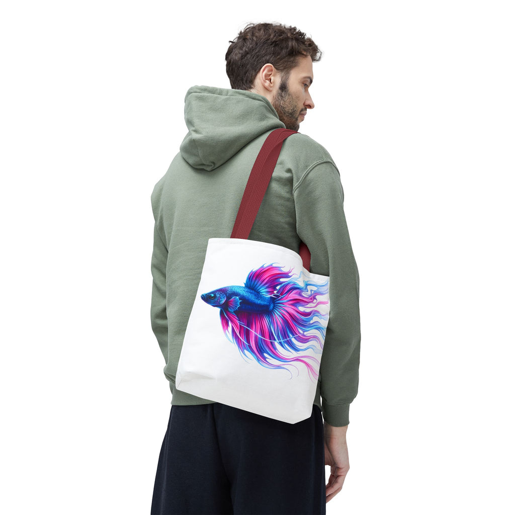 Colorful Betta Fish Tote Bag — Vibrant Blue & Pink Aquatic Art Beach Tote