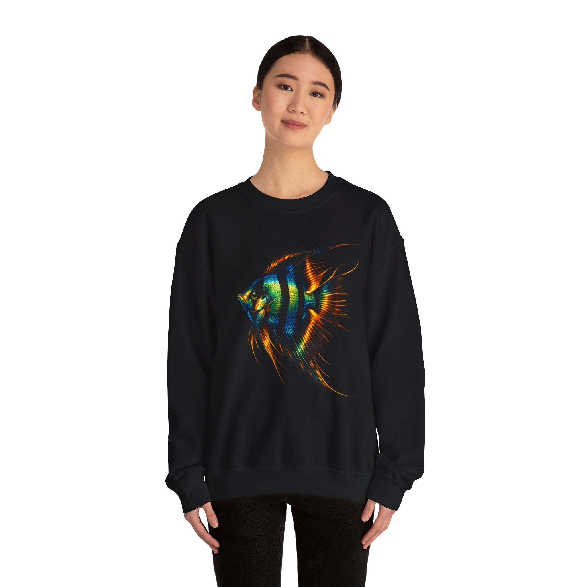 Angelfish Graphic Sweatshirt — Colorful Tropical Fish Crewneck