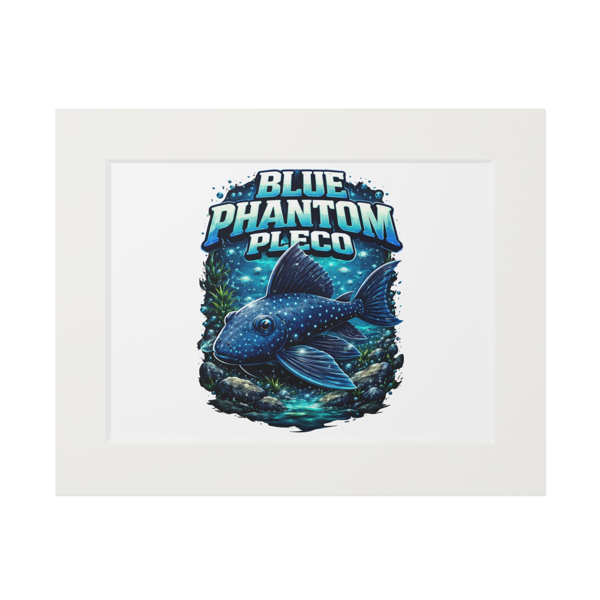 Blue Phantom Pleco Fine Art Print (Passepartout Frame)