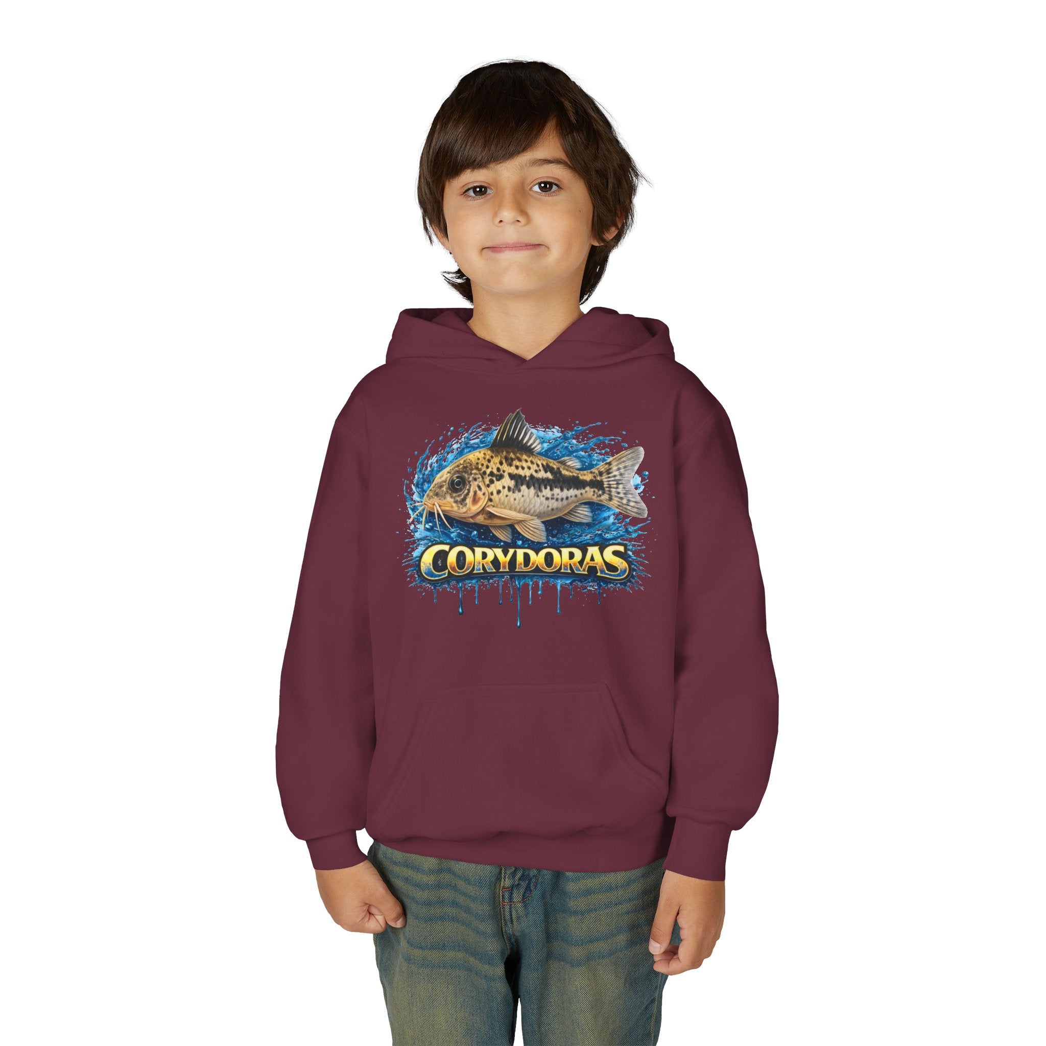 Corydoras Fish Youth Hoodie — Colorful Aquarium Catfish Design