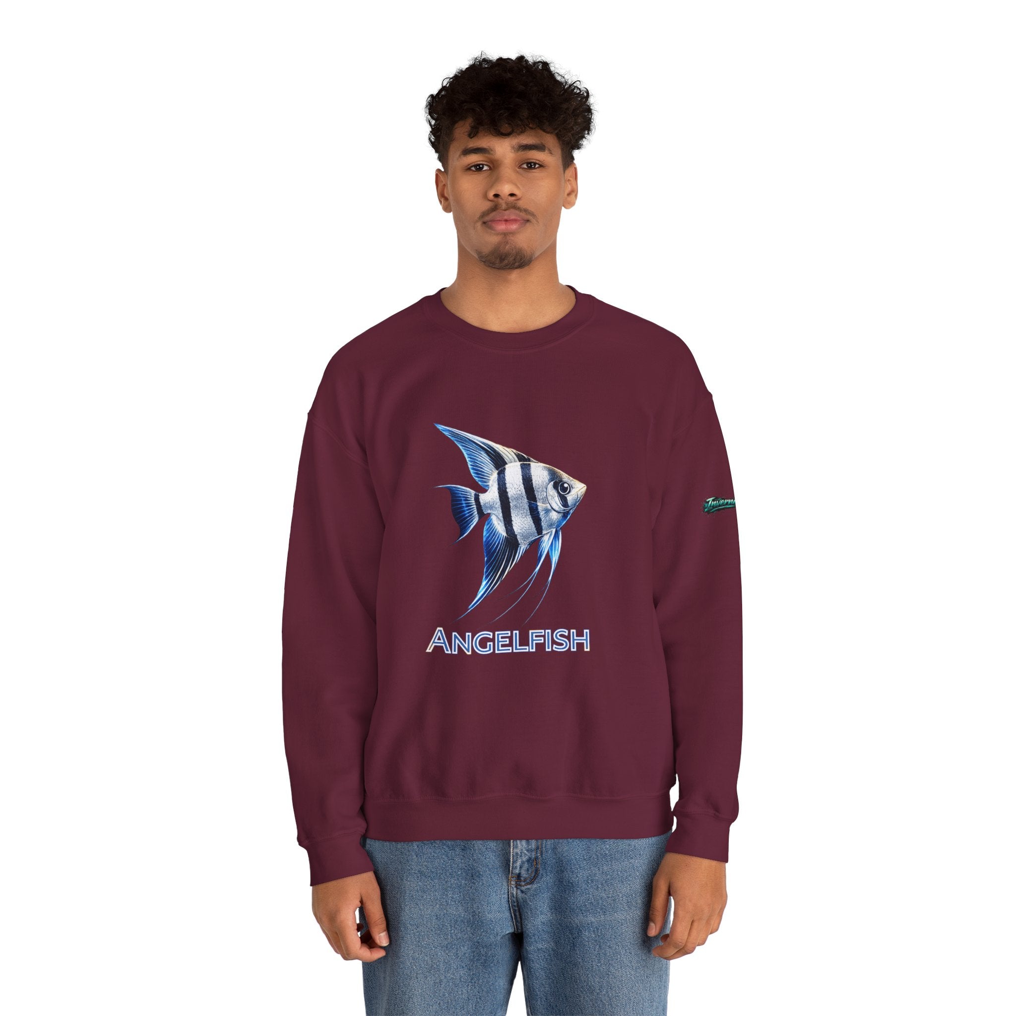 Angelfish Crewneck Sweatshirt — Blue Tropical Fish Graphic