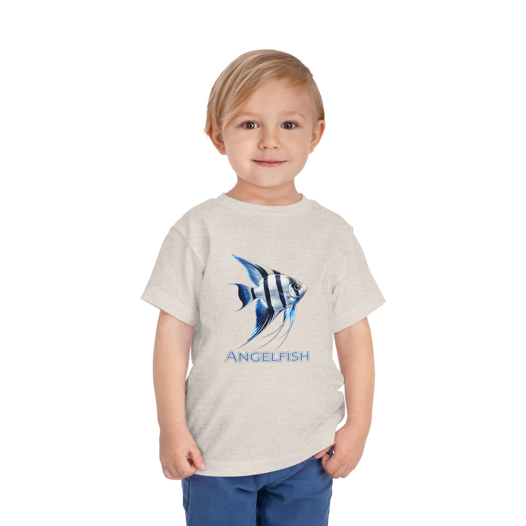 Angelfish Toddler Tee – Blue Aquarium Fish Graphic Shirt